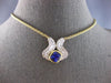 LARGE 3.2CT DIAMOND & AAA TANZANITE 18KT 2 TONE GOLD DOUBLE WAVE NECKLACE #28105