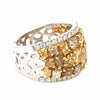 LARGE 5.61CT MULTI COLOR DIAMOND 18KT 2 TONE GOLD 3D MULTI ROW ANNIVERSARY RING