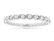 .26CT DIAMOND 14KT WHITE GOLD 3D ROUND MULTI LEAF SEMI ETERNITY ANNIVERSARY RING