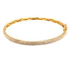 1.59CT DIAMOND 18KT YELLOW GOLD CLASSIC 3 ROW SEMI ETERNITY CUFF BANGLE BRACELET