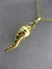 ESTATE 14KT YELLOW GOLD 3D HANDCRAFTED RIDGE ITALIAN HORN PENDANT & CHAIN #25072
