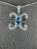 ESTATE 1.42CT DIAMOND & AAA AQUAMARINE 18KT WHITE GOLD OVAL & ROUND LOVE PENDANT