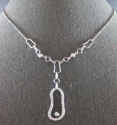 .36CT DIAMOND 18KT WHITE GOLD 3D OVAL LARIAT BY THE YARD SOLITAIRE FUN NECKLACE