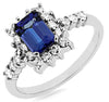 1.6CT DIAMOND & AAA TANZANITE 14K WHITE GOLD EMERALD CUT & ROUND ENGAGEMENT RING