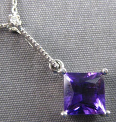1.06CT DIAMOND & AAA AMETHYST 14KT WHITE GOLD PRINCESS & ROUND FLOATING PENDANT