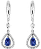 1.0CT DIAMOND & AAA TANZANITE 14K WHITE GOLD PEAR SHAPE & ROUND HANGING EARRINGS