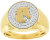 ESTATE LARGE .40CT DIAMOND 14KT 2 TONE GOLD 3D CIRCULAR HORSE MUSTANG MENS RING