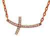 ESTATE .23CT DIAMOND 18KT ROSE GOLD 3D CLASSIC SIDEWAYS CROSS LOVE NECKLACE