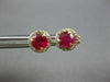 ESTATE .79CT DIAMOND & AAA RUBY 14K YELLOW GOLD ROUND HALO MARTINI STUD EARRINGS