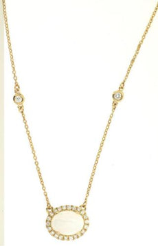 1.17CT DIAMOND & AAA OPAL 14KT YELLOW GOLD OVAL HALO BY THE YARD LOVE NECKLACE