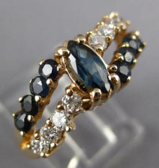 .70CT DIAMOND & AAA SAPPHIRE 14KT YELLOW GOLD ROUND & MARQUISE 2 ROW RING #27311