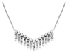 ESTATE .65CT DIAMOND 14KT WHITE GOLD 3D ROUND & BAGUETTE V SHAPE LOVE NECKLACE