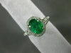 ESTATE WIDE 1.51CT DIAMOND & AAA EMERALD 14K WHITE GOLD 3D HALO ENGAGEMENT RING