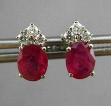 ANTIQUE 1.20CT DIAMOND & RUBY 14KT WHITE GOLD 3D STUD EARRINGS F/G VS VVS #24463