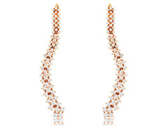 ESTATE 3.58CT DIAMOND 14KT ROSE GOLD 3 ROW FLEXIBLE CHANDELIER HANGING EARRINGS