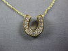 ESTATE .20CT DIAMOND 14KT TWO TONE GOLD 3D LUCKY HORSE SHOE FUN NECKLACE #26987