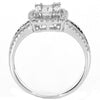 LARGE 1.0CT DIAMOND 18KT WHITE GOLD ROUND & BAGUETTE INVISIBLE SQUARE HALO RING