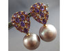 ESTATE LARGE 3.75CT DIAMOND & AMETHYST & PINK SOUTH SEA PEARL 18K ROSE GOLD 3D EARRINGS