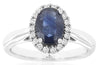 1.81CT DIAMOND & AAA SAPPHIRE 14KT WHITE GOLD OVAL & ROUND HALO ENGAGEMENT RING
