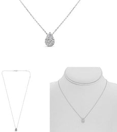 ESTATE .14CT DIAMOND 14KT WHITE GOLD 3D ROUND CLASSIC PEAR SHAPE FUN NECKLACE