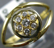 ESTATE .15CT DIAMOND 18KT YELLOW GOLD 3D FLOWER BEZEL CLASSIC LOVE RING #25832