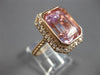 LARGE 9.62CT DIAMOND & AAA KUNZITE 14KT ROSE GOLD 3D HALO SQUARE ENGAGEMENT RING