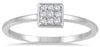 ESTATE .09CT DIAMOND 14KT WHITE GOLD 3D CLASSIC ROUND PAVE SQUARE FUN LOVE RING