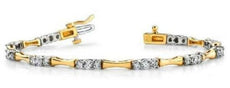 2.03CT DIAMOND 14KT 2 TONE GOLD PAST PRESENT FUTURE 3 STONE BY THE YARD BRACELET