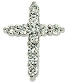 .28CT DIAMOND 14KT WHITE GOLD CLASSIC ROUND SHARED PRONG CROSS FLOATING PENDANT