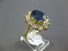 ESTATE LARGE 6.45CT DIAMOND & AAA SAPPHIRE 18KT YELLOW GOLD OVAL ENGAGEMENT RING