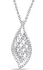 .88CT DIAMOND 14KT WHITE GOLD ROUND DOUBLE LEAF CRISS CROSS FUN FLOATING PENDANT