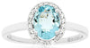 1.22CT DIAMOND & AAA AQUAMARINE 14K WHITE GOLD OVAL & ROUND HALO ENGAGEMENT RING