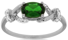 1.07CT DIAMOND & AAA RUSSALITE 14KT WHITE GOLD OVAL & ROUND INFINITY LOVE RING