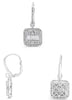 1.52CT DIAMOND 14K WHITE GOLD 3D ROUND & BAGUETTE INVISIBLE SQUARE HALO EARRINGS