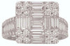 LARGE 2.09CT DIAMOND 18KT WHITE GOLD 3D ROUND & BAGUETTE SQUARE ANNIVERSARY RING