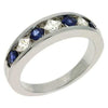 1.04CT DIAMOND & AAA SAPPHIRE 14KT WHITE GOLD PRINCESS CHANNEL ANNIVERSARY RING