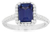 2.05CT DIAMOND & AAA TANZANITE 14KT WHITE GOLD EMERALD CUT HALO ENGAGEMENT RING