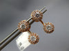 1.20CT DIAMOND 14KT ROSE GOLD 3D DOUBLE SOLITAIRE HALO FLOWER HANGING EARRINGS