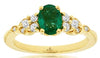 ESTATE 1.0CT DIAMOND & AAA EMERALD 14KT YELLOW GOLD OVAL & ROUND FRIENDSHIP RING