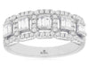 WIDE .57CT DIAMOND 14KT WHITE GOLD 3D ROUND & BAGUETTE WEDDING ANNIVERSARY RING