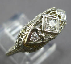 ANTIQUE ART DECO .26CT OLD MINE DIAMOND 14KT WHITE GOLD ANNIVERSARY RING #27890