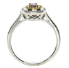 .45CT WHITE PINK & FANCY YELLOW DIAMOND 18K WHITE ROSE GOLD OVAL ENGAGEMENT RING