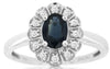 1.15CT DIAMOND & AAA SAPPHIRE 14KT WHITE GOLD 3D FILIGREE OVAL ENGAGEMENT RING