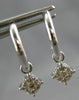 ESTATE .19CT DIAMOND 14KT WHITE GOLD 3D CLASSIC FLOWER HUGGIE HANGING EARRINGS