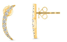 ESTATE .40CT DIAMOND 14KT YELLOW GOLD 3D ROUND CLASSIC MOON STUD FUN EARRINGS