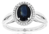 1.57CT DIAMOND & AAA SAPPHIRE 14KT WHITE GOLD OVAL & ROUND FRIENDSHIP LOVE RING