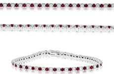 4.25CT DIAMOND & AAA RUBY 14KT WHITE GOLD ROUND CLASSIC ETERNITY TENNIS BRACELET