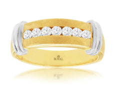 2.13CT DIAMOND 14KT 2 TONE GOLD 3D CLASSIC 7 STONE CHANNEL ANNIVERSARY RING