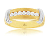 2.13CT DIAMOND 14KT 2 TONE GOLD 3D CLASSIC 7 STONE CHANNEL ANNIVERSARY RING
