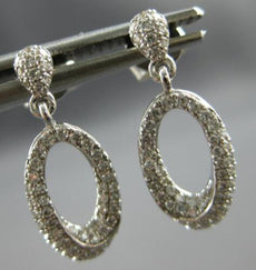 ESTATE .31CT DIAMOND 14KT WHITE GOLD 3D CLASSIC OPEN OVAL FUN HANGING EARRINGS
